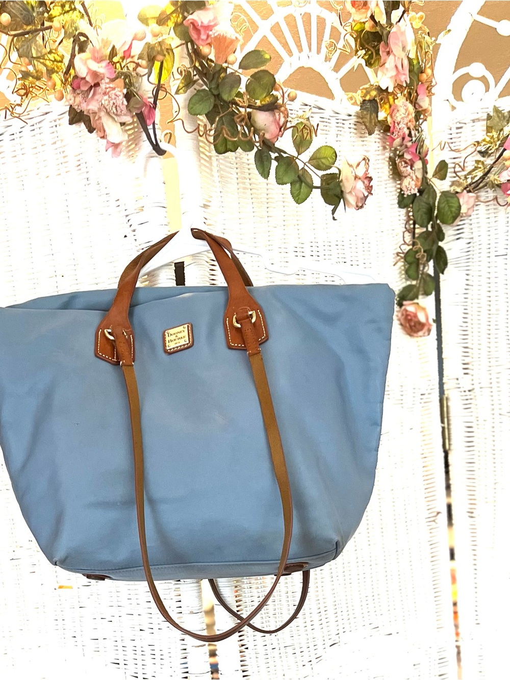 Dooney & Bourke Blue Nylon Tote Large Leather Trim Bag